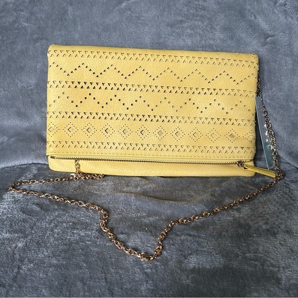 Urban Expressions Mischa Laser Cut Yellow Clutch Bag‎ Purse - Picture 1 of 10